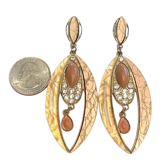 Amber Tones Rhinestone Statement Earrings - Picture 2 of 2